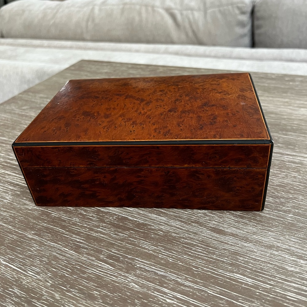 Antique burled wood cigarette box